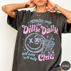Comfort Colors tee in Pepper featuring retro style graphic with a smiley face and iced coffee cup