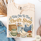 Comfort Colors tee in Ivory featuring vintage kitchenware graphic with bread box, bowls, goose, and mushroom.