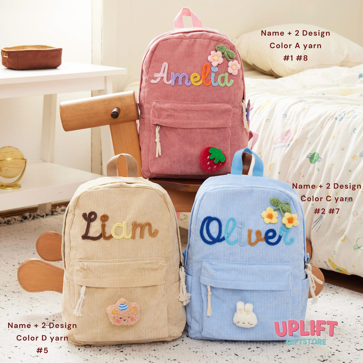 Personalized Kids Backpack with Name - Custom Knitted Bags