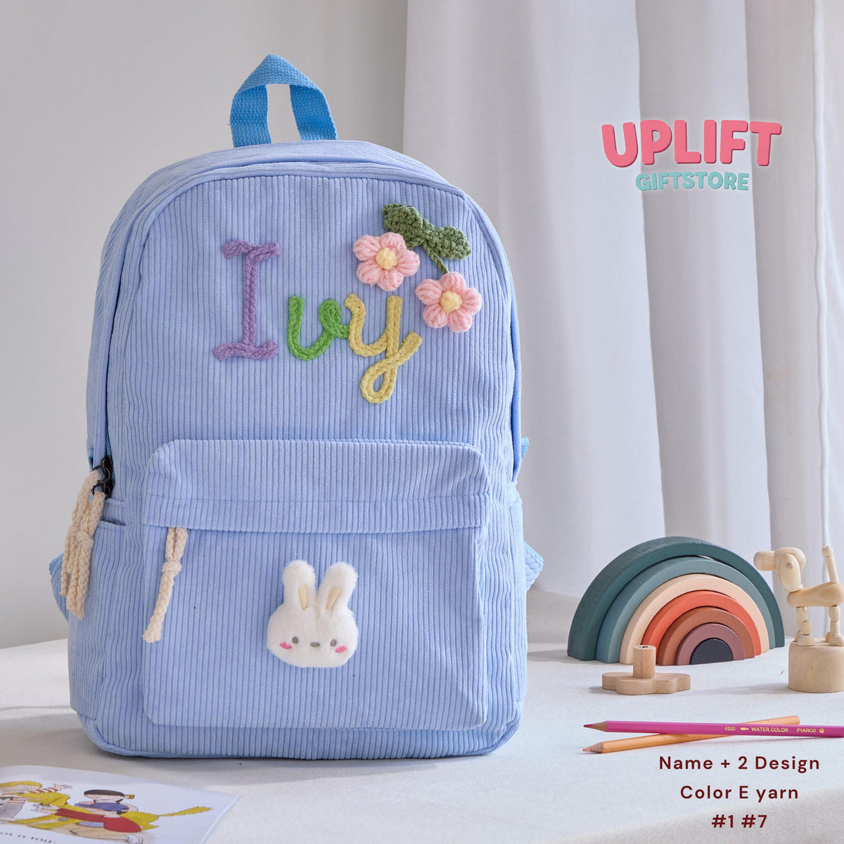 Personalized Kids Backpack with Name - Custom Knitted Bags