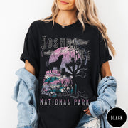 Comfort Colors tee in Black featuring vintage style graphic of a howling wolf at Joshua Tree National Park