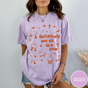 Comfort Colors tee in Orchid featuring whimsical duck design with scattered stars and text about ducks.