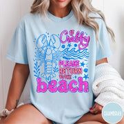 Comfort Colors tee in Chambray featuring beach style graphic with lobster and If Crabby text