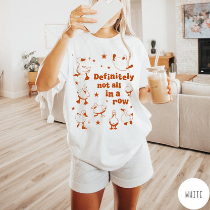 Comfort Colors tee in White featuring whimsical duck design with scattered stars and text about ducks.