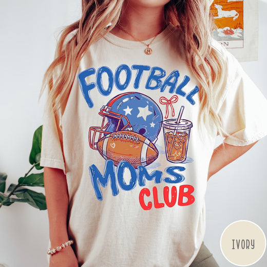 Comfort Colors tee in Ivory featuring football lifestyle graphic with helmet, football, and iced coffee drink design