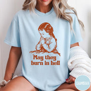 Comfort Colors tee in Chambray featuring vintage style graphic of a child praying with text below
