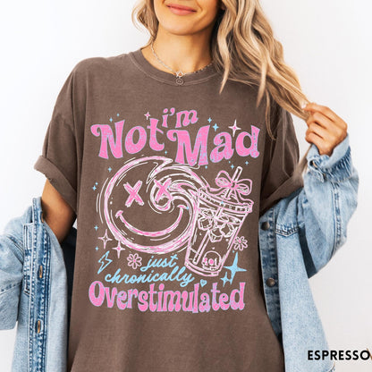 Comfort Colors tee in Espresso featuring retro style graphic with smiley face and iced coffee cup design
