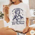 Comfort Colors tee in Ivory featuring retro housewife design with a woman whisking a bowl and text
