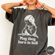 Comfort Colors tee in Pepper featuring vintage style graphic of a child praying with text below