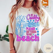 Comfort Colors tee in Ivory featuring beach style graphic with lobster and If Crabby text