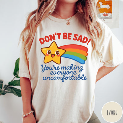 Comfort Colors tee in Ivory featuring cute shooting star graphic with Don't Be Sad text