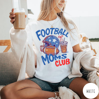 Comfort Colors tee in White featuring football lifestyle graphic with helmet, football, and iced coffee drink design