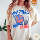 Comfort Colors tee in Ivory featuring volleyball mom life graphic with a volleyball and iced coffee drink