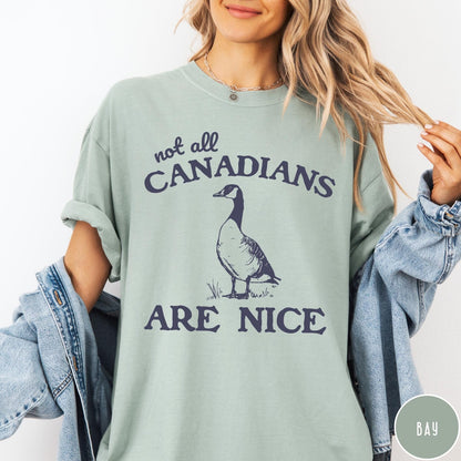 Comfort Colors tee in Bay featuring casual graphic design of a Canada goose and humorous text