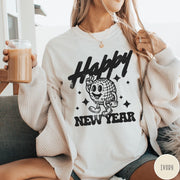 Comfort Colors tee in Ivory featuring retro disco style graphic of a happy disco ball mascot character