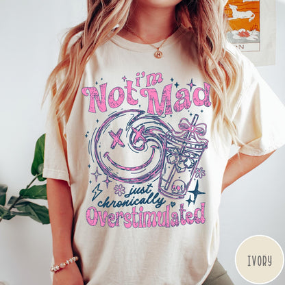 Comfort Colors tee in Ivory featuring retro style graphic with smiley face and iced coffee cup design