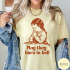 Comfort Colors tee in Butter featuring vintage style graphic of a child praying with text below