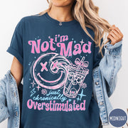 Comfort Colors tee in Midnight featuring retro style graphic with smiley face and iced coffee cup design