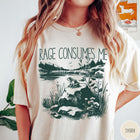 Comfort Colors tee in Ivory featuring screen printed nature graphic with a frog sitting on a rock