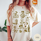 Comfort Colors tee in Ivory featuring retro western collage graphic with cowgirls, boots, and desert elements