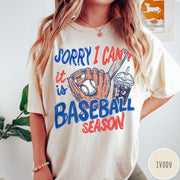Comfort Colors tee in Ivory featuring baseball style graphic with glove, ball, bat, and iced coffee drink