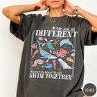 Comfort Colors tee in Pepper featuring vintage style graphic with ocean animals including a whale and octopus
