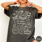 Comfort Colors tee in Pepper featuring line art style thrifting and antique home goods graphic design
