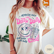 Comfort Colors tee in Ivory featuring retro style graphic with a smiley face and iced coffee cup