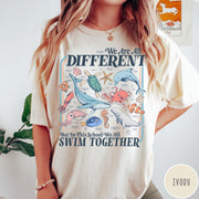 Comfort Colors tee in Ivory featuring vintage style graphic with ocean animals including a whale and octopus