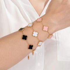 Multi-Color Clover Chain Bracelet - Gold Plated Stainless Steel