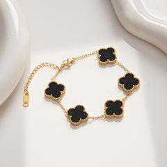 Multi-Color Clover Chain Bracelet - Gold Plated Stainless Steel