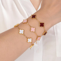 Multi-Color Clover Chain Bracelet - Gold Plated Stainless Steel
